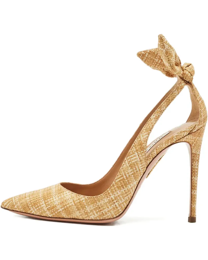 Aquazzura Bow Tie raffia pumps - Nude Nude
