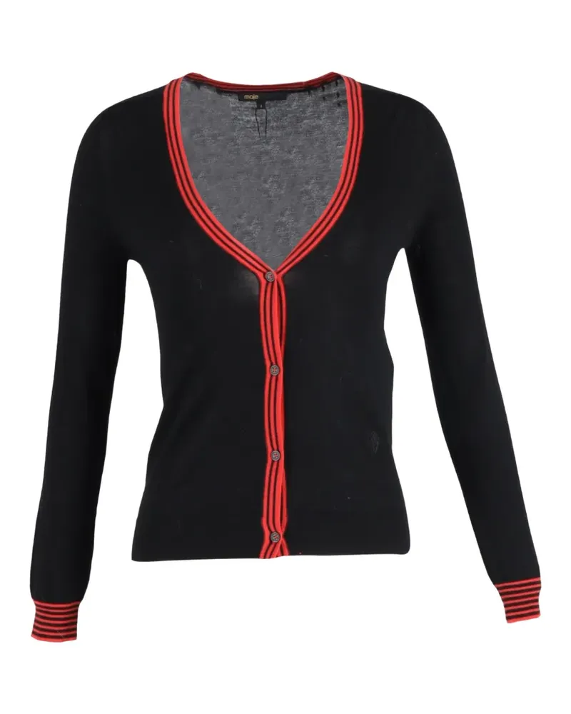 Maje Knitted button-down v-neck top - Schwarz Schwarz