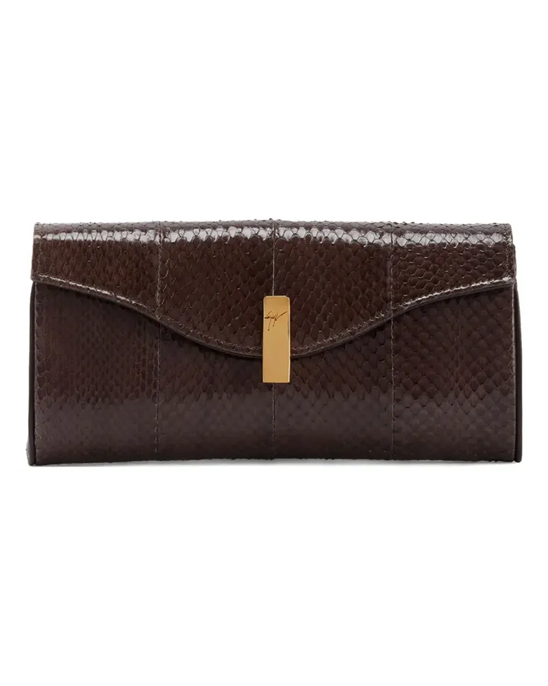 Giuseppe Zanotti Flutie Clutch aus Schlangenleder - Braun Braun