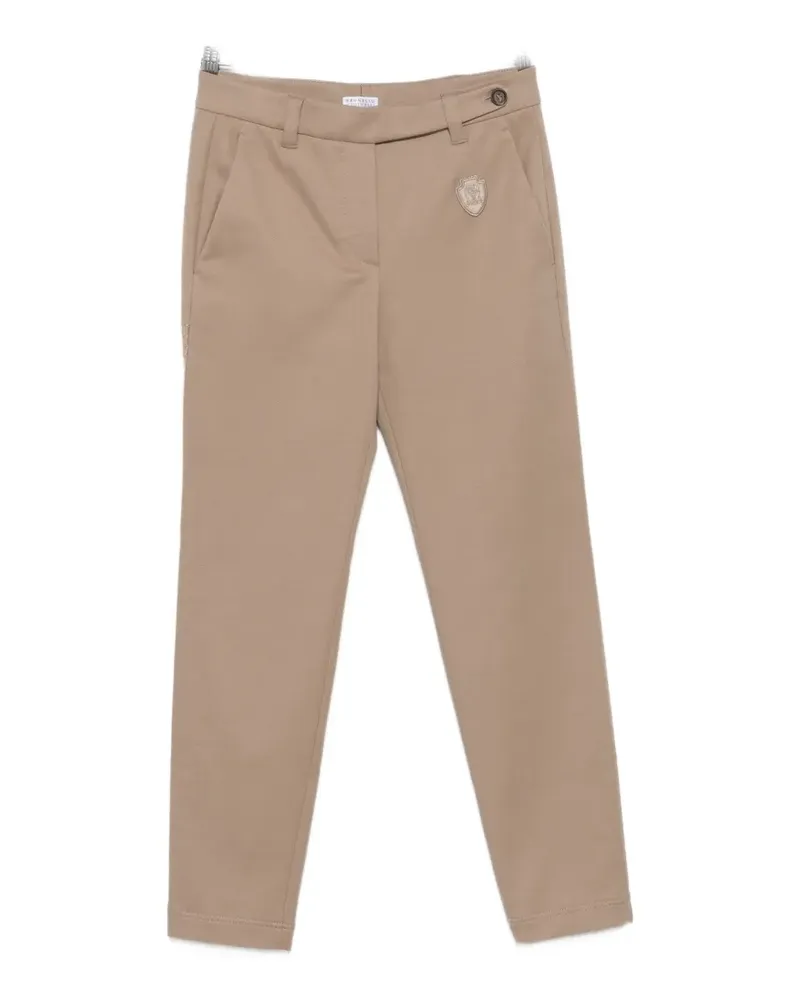 Brunello Cucinelli logo-patch trousers - Nude Nude