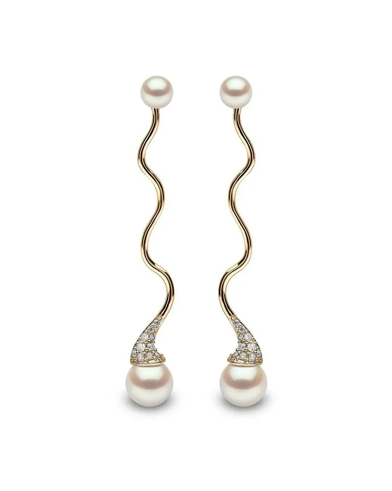 YOKO London 18kt Sleek Gelbgoldohrringe mit Akoya-Perlen und Diamanten Gold
