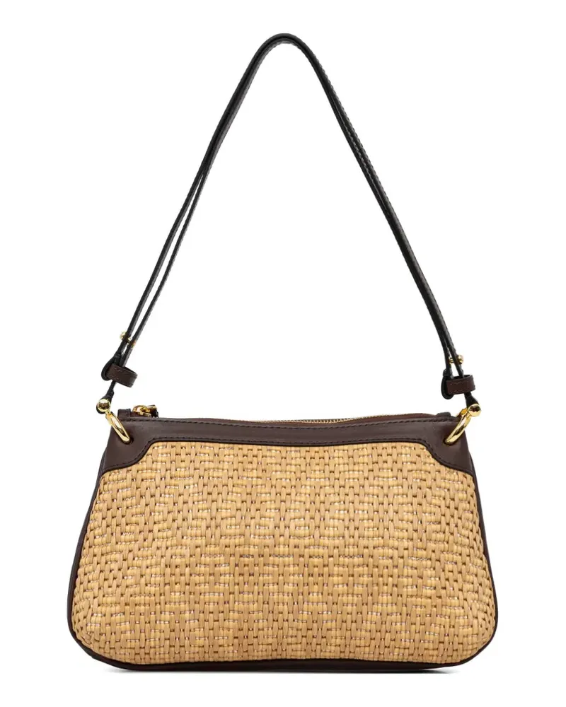 Pollini woven-design leather-trim shoulder bag - Nude Nude