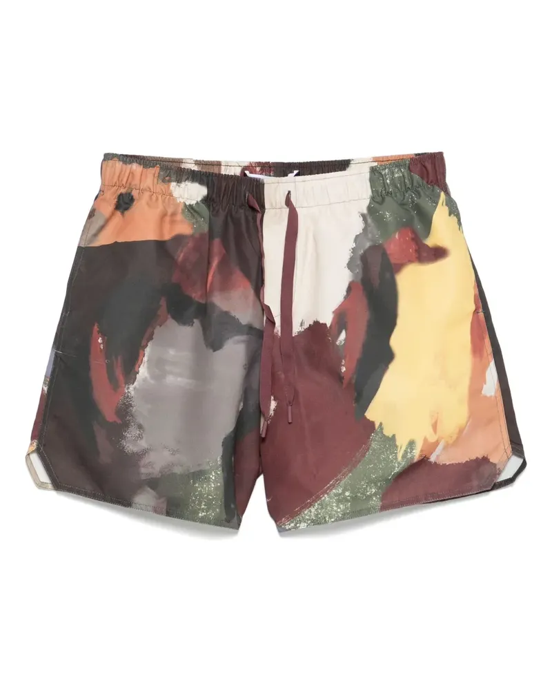 J.W.Anderson Badeshorts mit abstraktem Print - Rot Rot