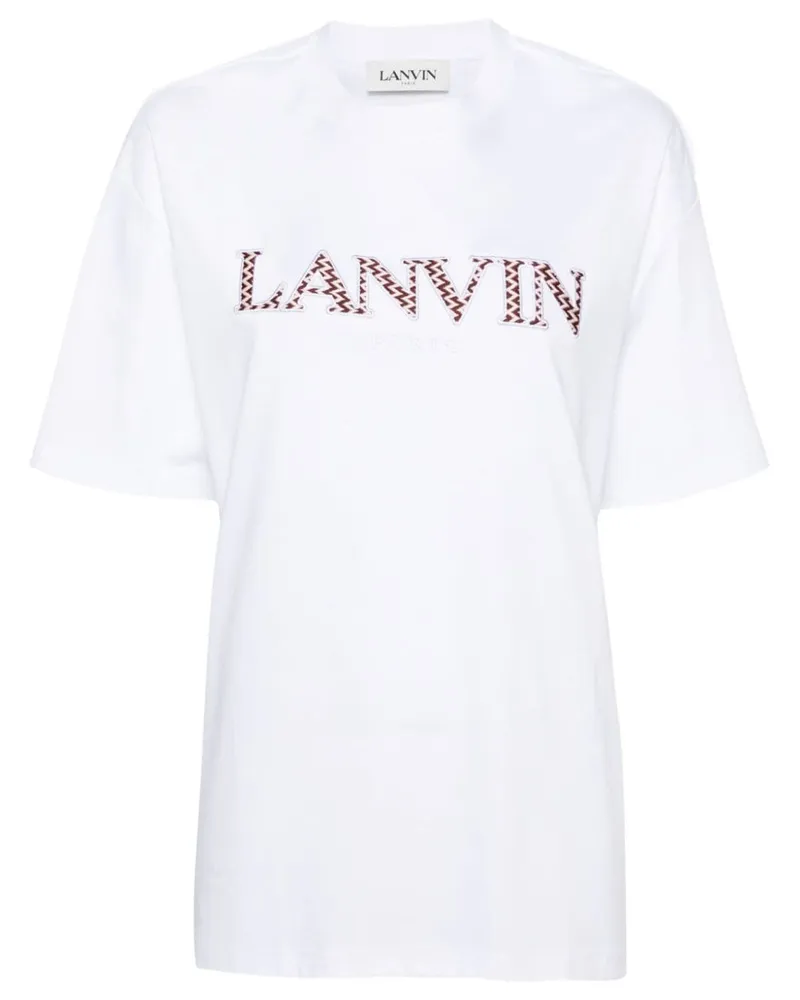 Lanvin T-Shirt mit Logo-Patches Weiß