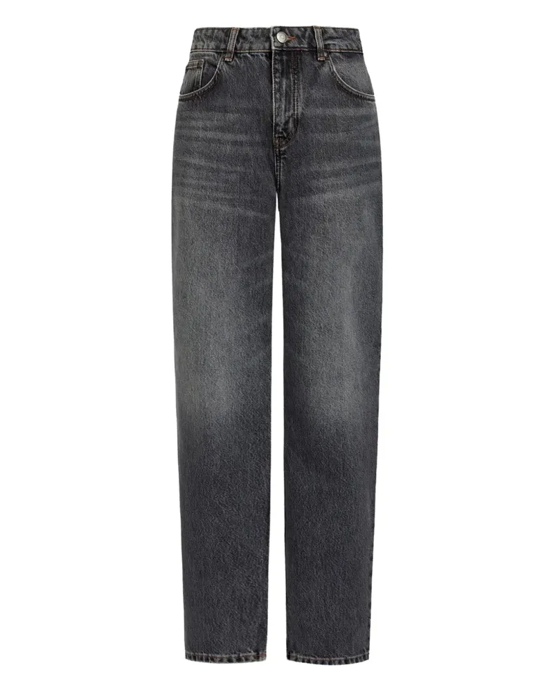 12 STOREEZ Gerade Jeans mit Patch-Detail - Grau Grau