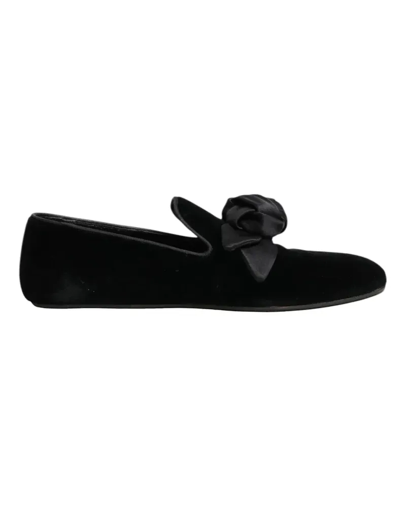 Dolce & Gabbana Loafer aus Samt mit Rosendetail - Schwarz Schwarz