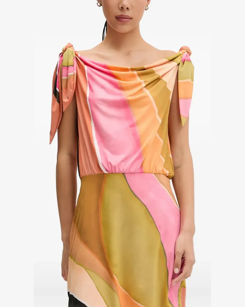 Never Fully Dressed abstract-print tie-shoulder mini dress - Orange Orange