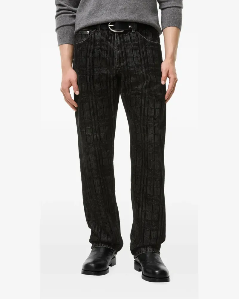 Burberry Gerade Jeans mit Karomuster - Schwarz Schwarz