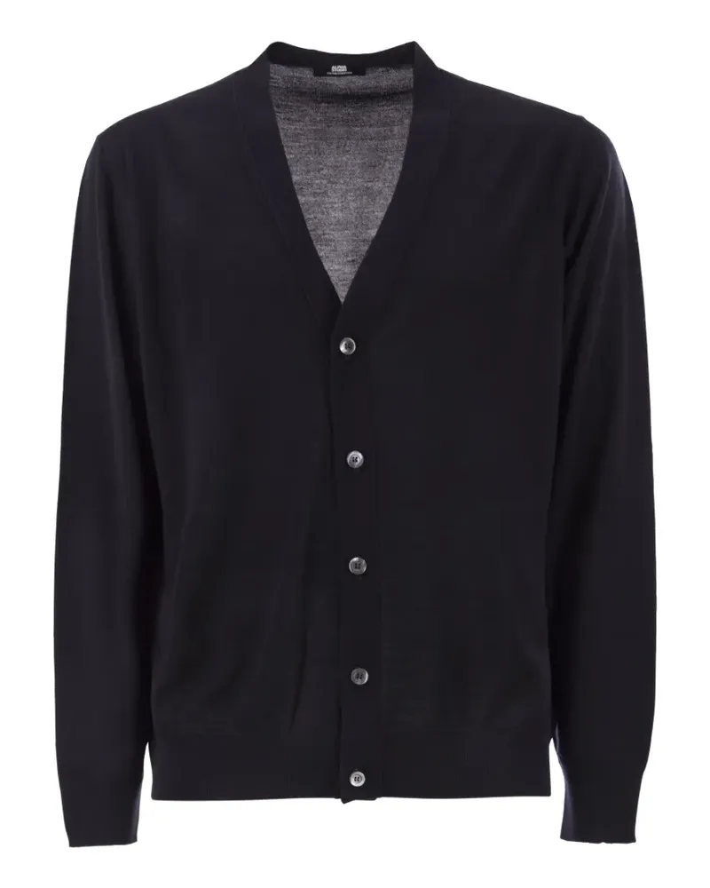 Alpha Studio V-neck merino wool cardigan - Blau Blau