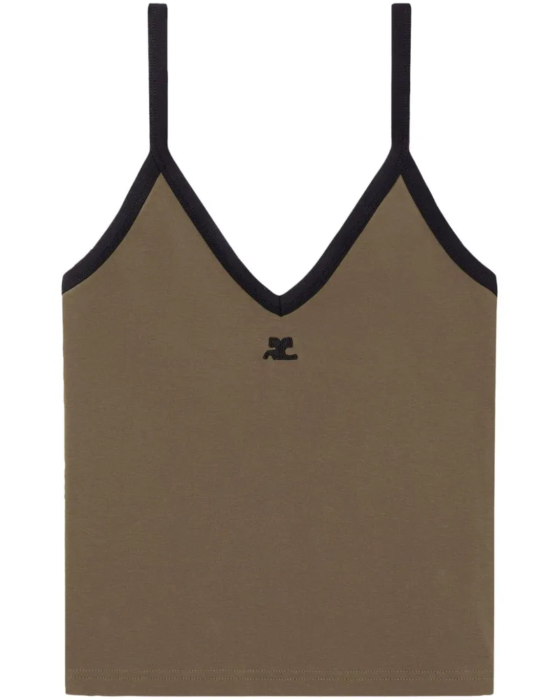 Courrèges Tanktop mit kontrastierendem V-Ausschnitt - Grün Grün