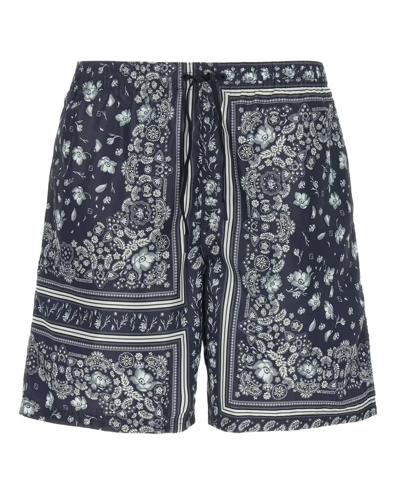 Fendi Badeshorts mit Blumen-Print - Blau Blau