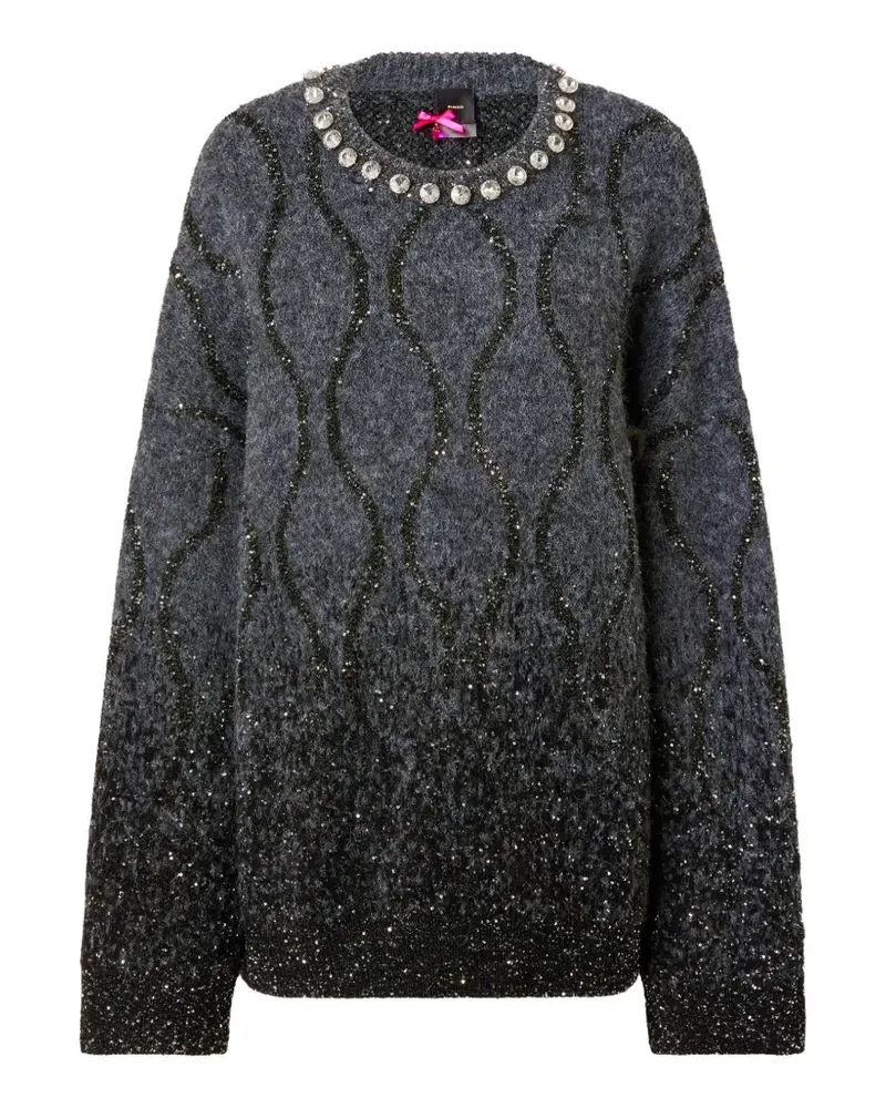 Pinko Kristallverzierter Pullover mit Pailletten - Grau Grau