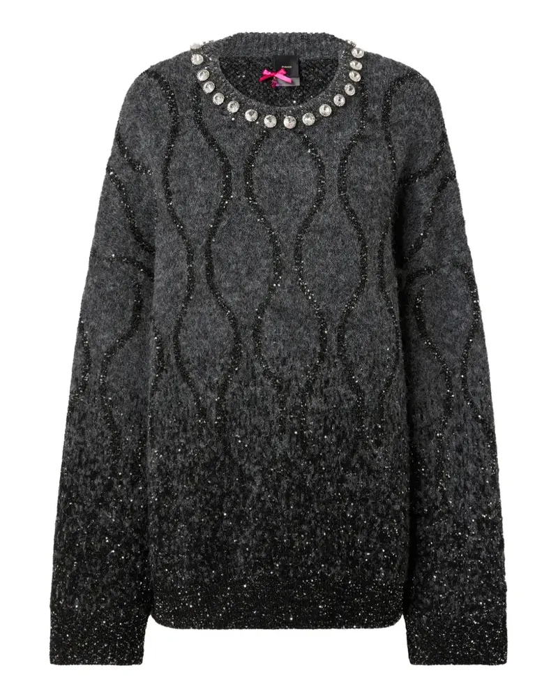 Pinko Kristallverzierter Pullover mit Pailletten - Grau Grau