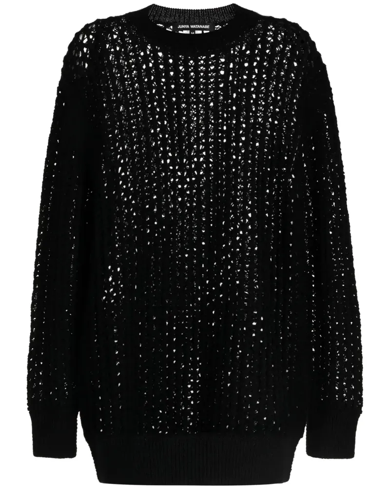 Junya Watanabe Pullover mit Lochstrickmuster - Schwarz Schwarz