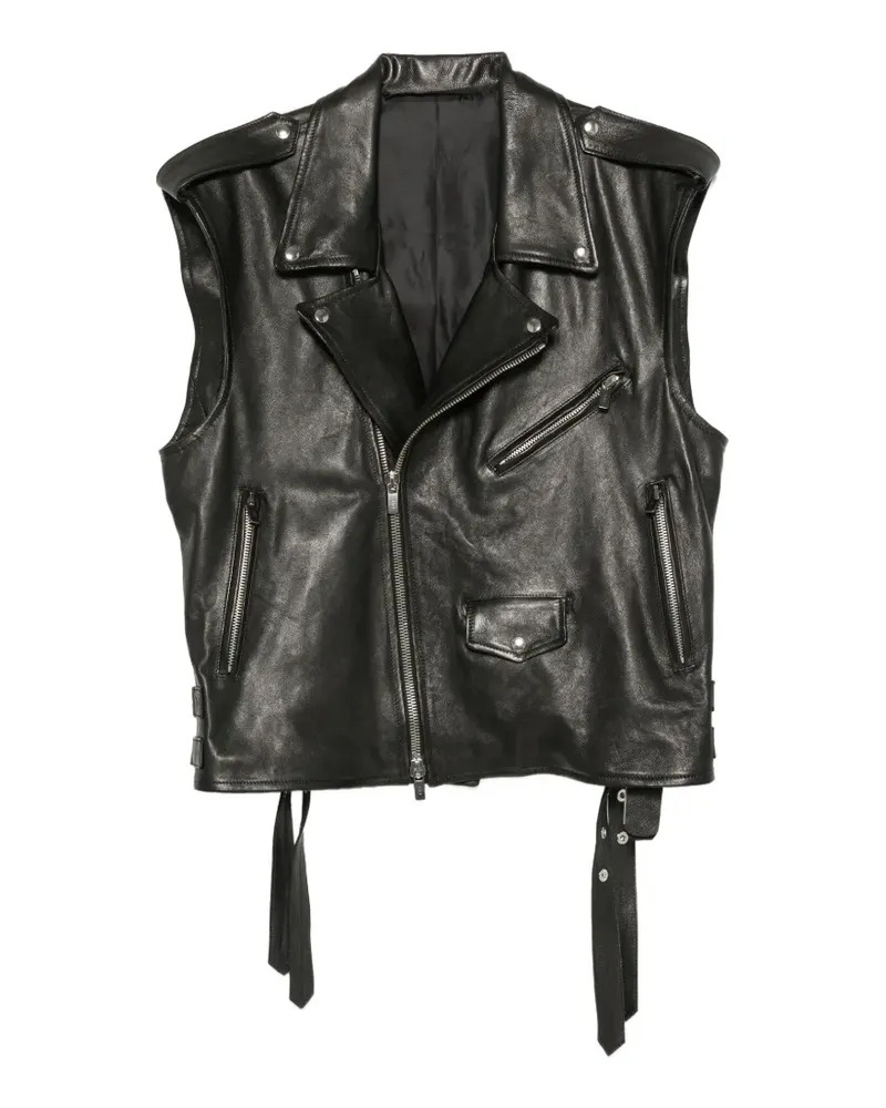 Salvatore Santoro biker-style leather jacket - Schwarz Schwarz