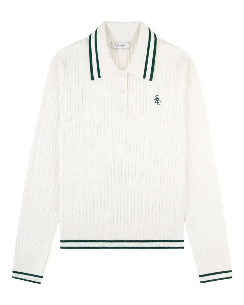 SPORTY & RICH striped cable-knit polo shirt - Nude Nude