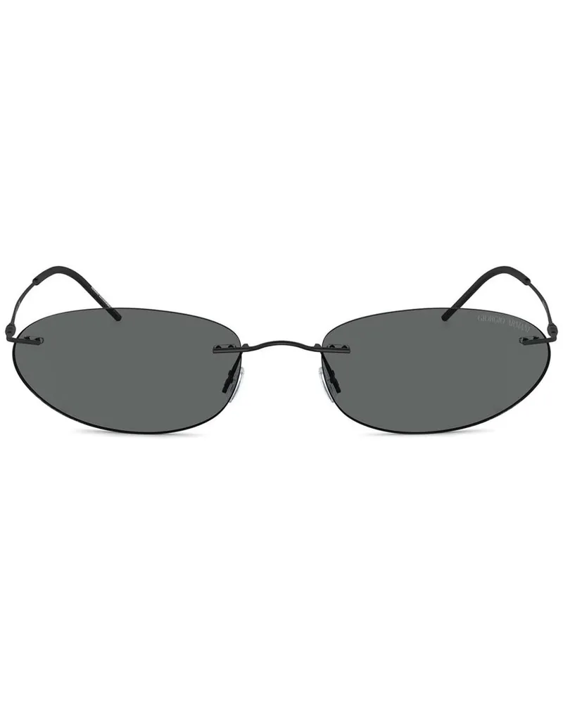 Giorgio Armani Sonnenbrille mit ovalem Gestell - Schwarz Schwarz