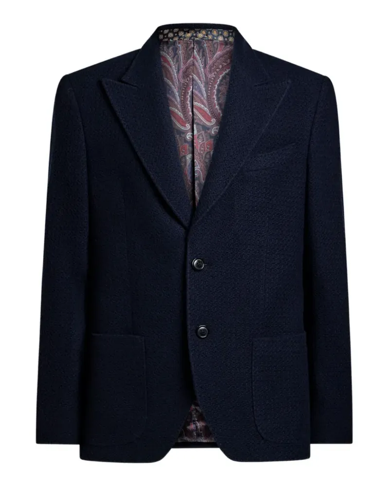 Etro Einreihiges Stricksakko aus Kaschmir und Wolle - Blau Blau