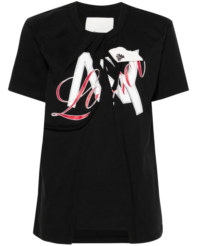 3.1 phillip lim NY Lover Sliced T-Shirt - Schwarz Schwarz