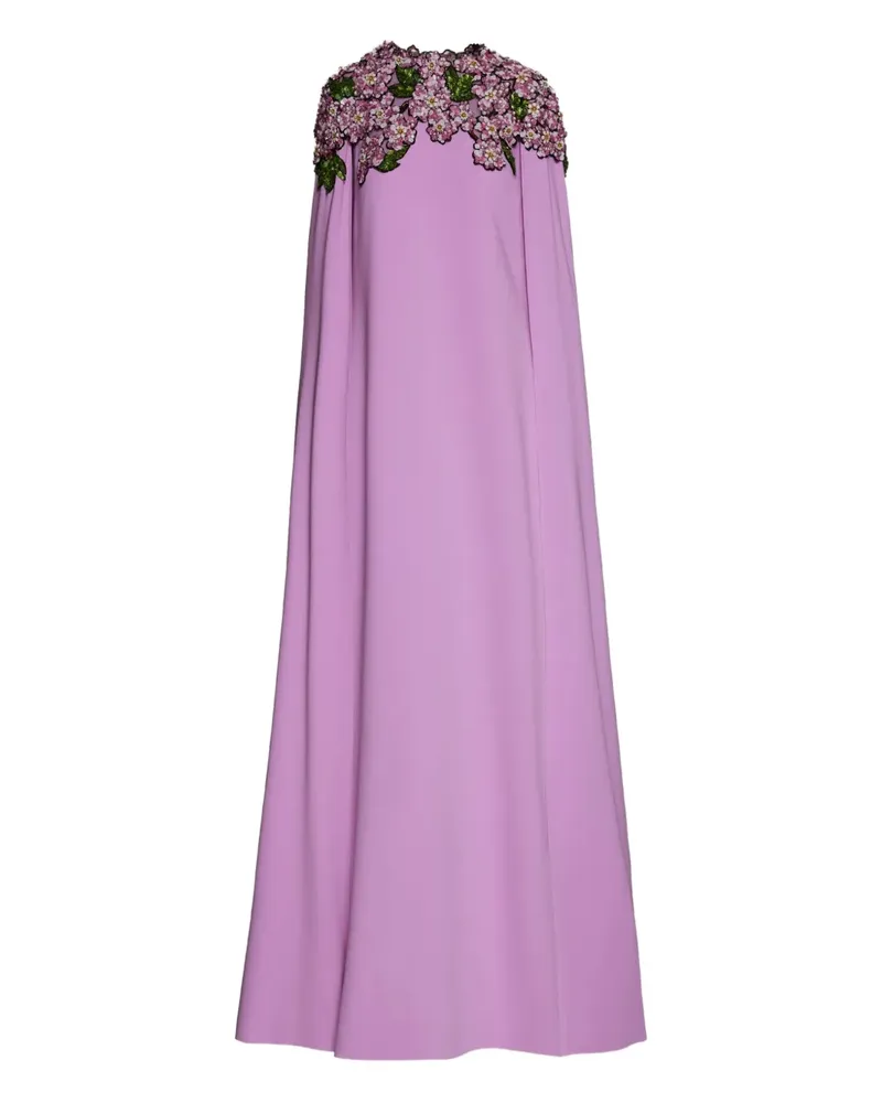 Oscar de la Renta Paillettenrobe im Cape-Stil - Rosa Rosa