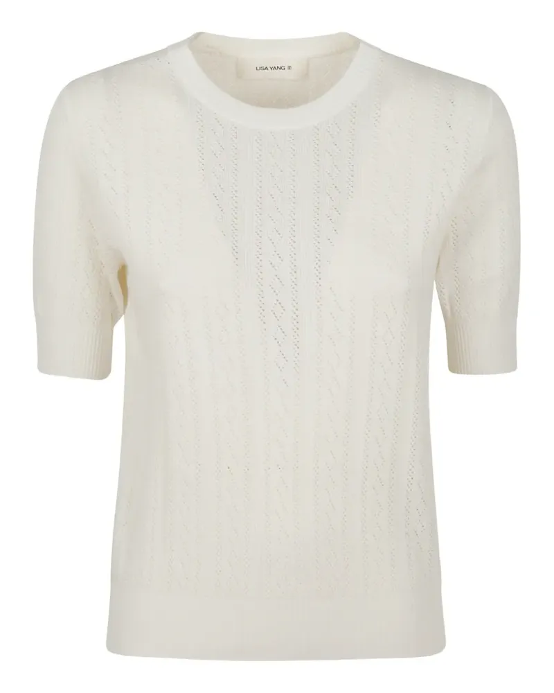 Lisa Yang pointelle-knit short-sleeve sweater - Nude Nude