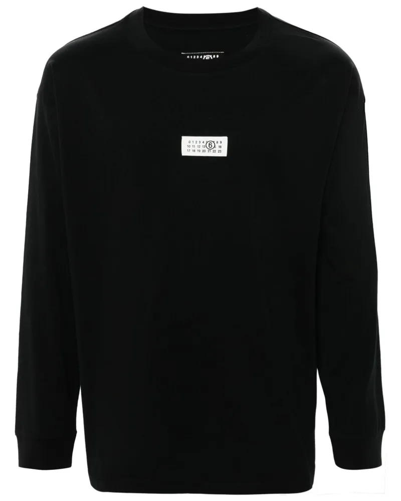 Maison Margiela Langarmshirt mit Nummernschild - Schwarz Schwarz
