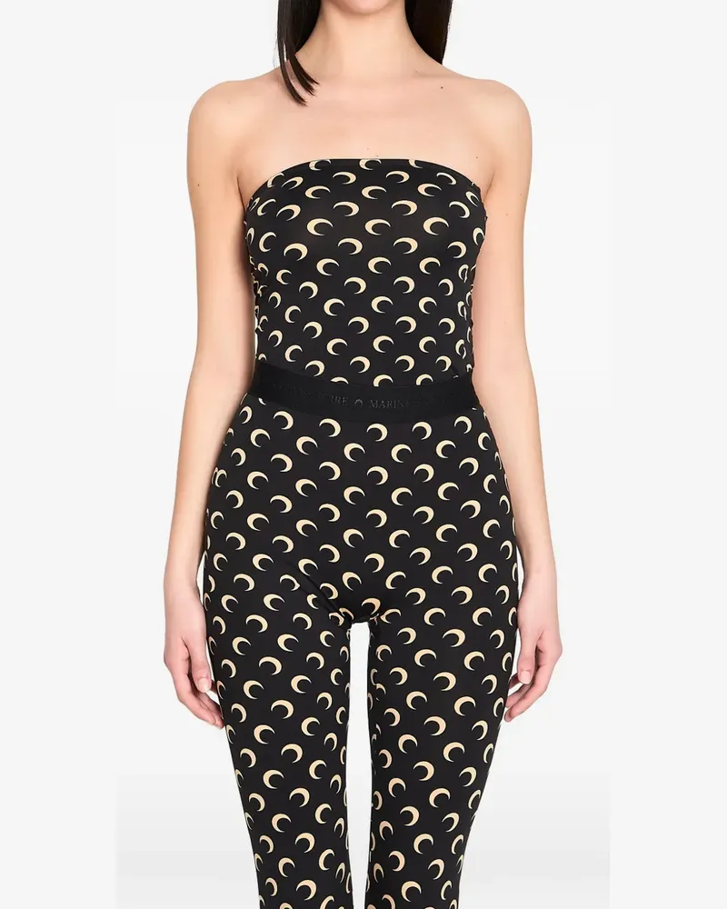 Marine Serre moon print bustier top - Schwarz Schwarz