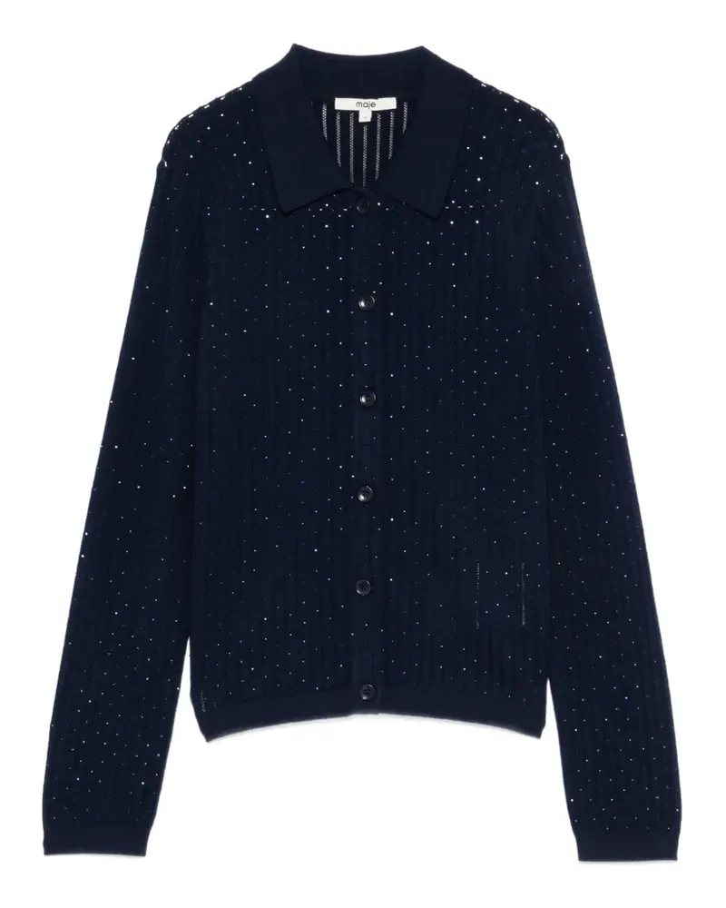Maje pointelle-knit rhinestone-embellished cardigan - Blau Blau