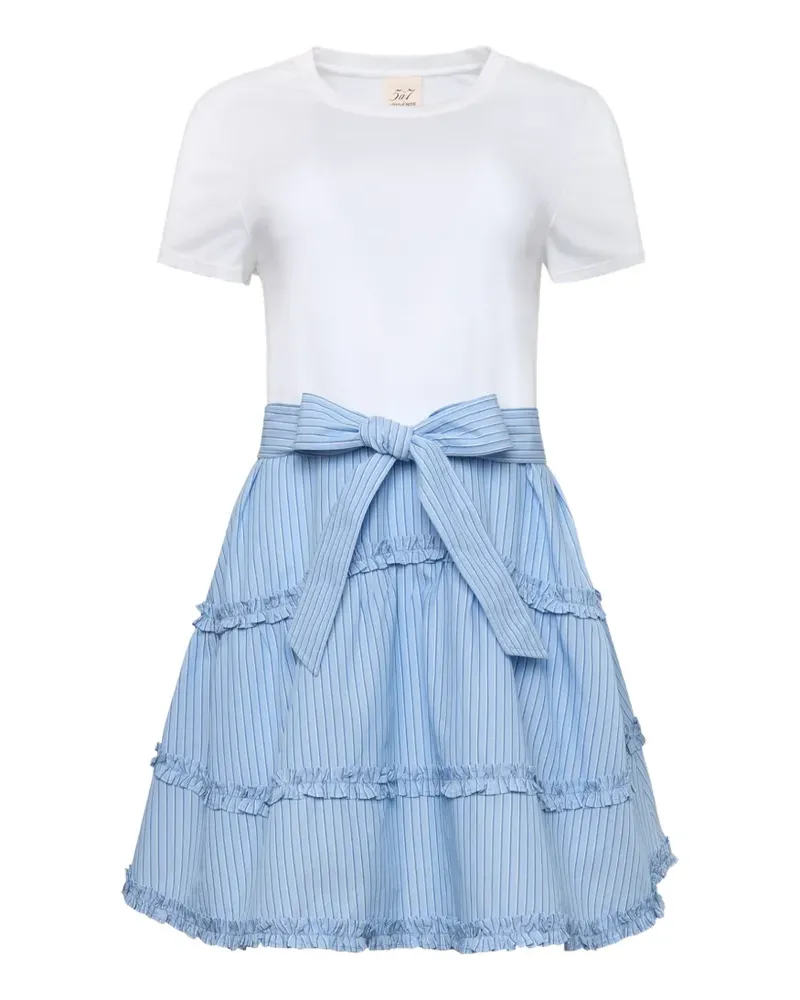 Cinq à Sept Kasen Jessie-stripe ruffled dress - Weiß Weiß