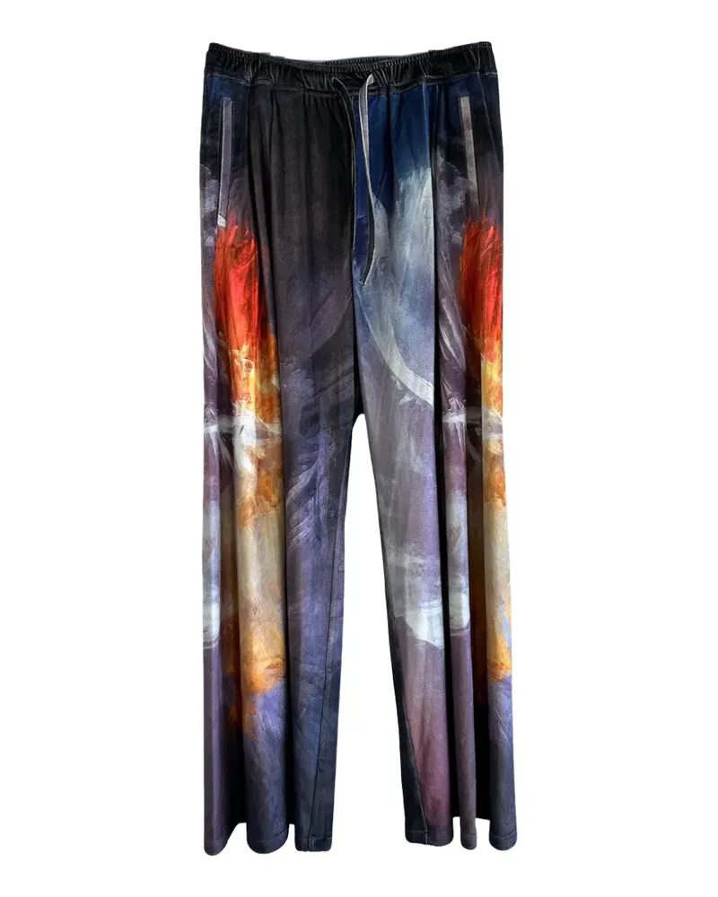 TAAKK printed velvet drawstring trousers - Blau Blau