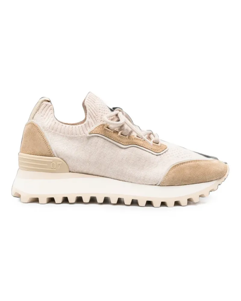 Eleventy suede-panelled knit sneakers - Nude Nude