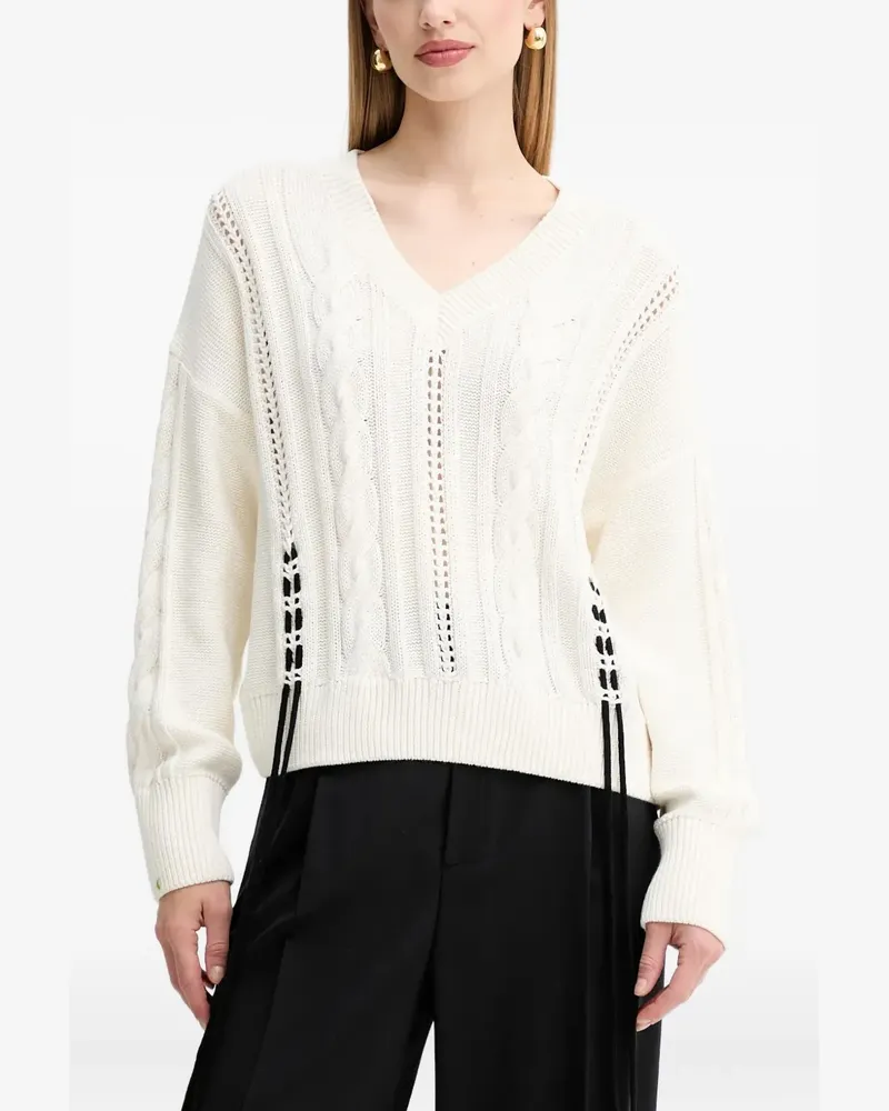 HUGO BOSS Pullover mit Zopfmuster - Weiß Weiß