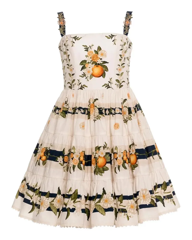 AGUA BENDITA Lima Valle floral-print tiered mini dress - Nude Nude