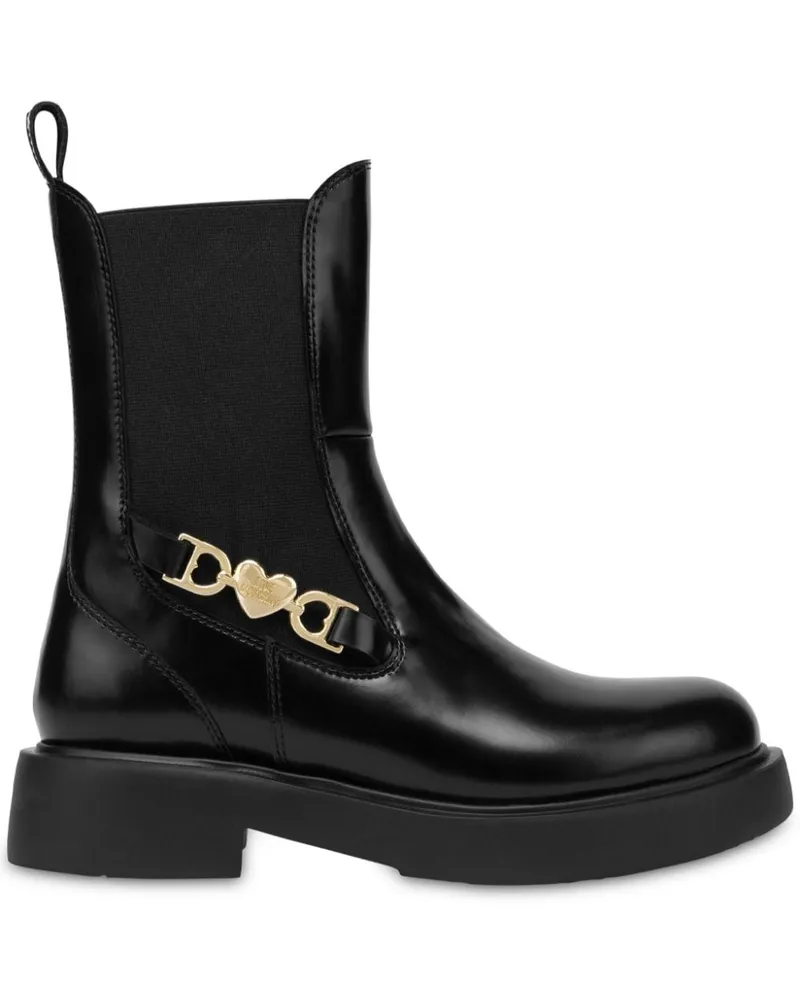 Moschino Stiefel mit Logo-Schild - Schwarz Schwarz