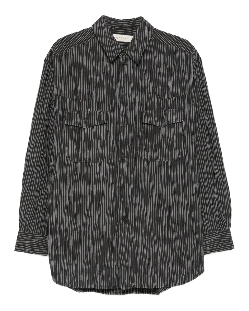 QASIMI Hemd mit gestreifter Tasche - Schwarz Schwarz