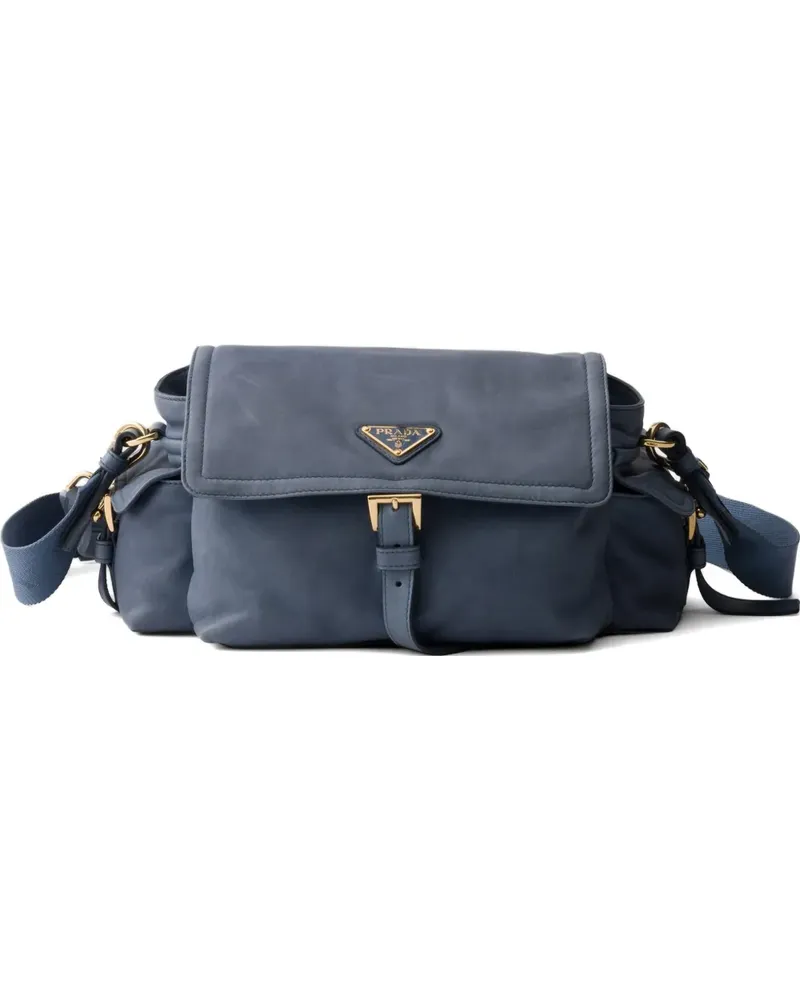 Prada Explore medium nappa leather shoulder bag with flap - Blau Blau