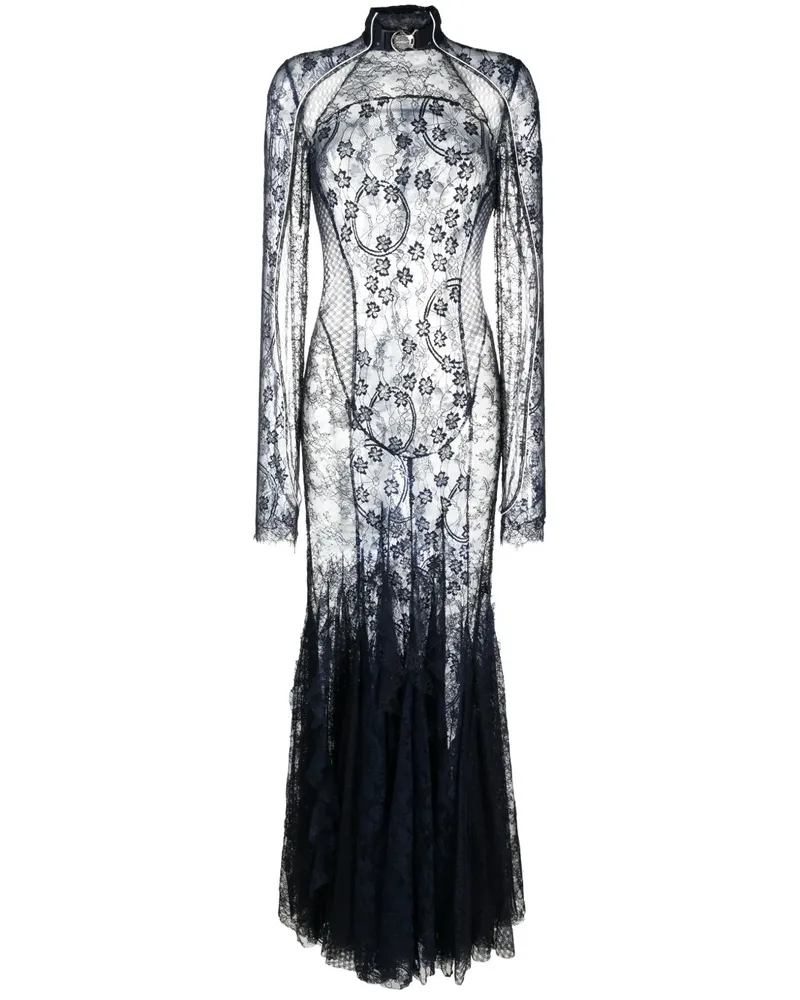 OFF-WHITE Abendkleid aus Blumenspitze - Blau Blau