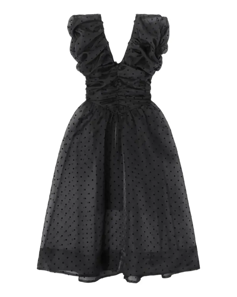Ganni Gerüschtes Minikleid mit Polka Dots - Schwarz Schwarz