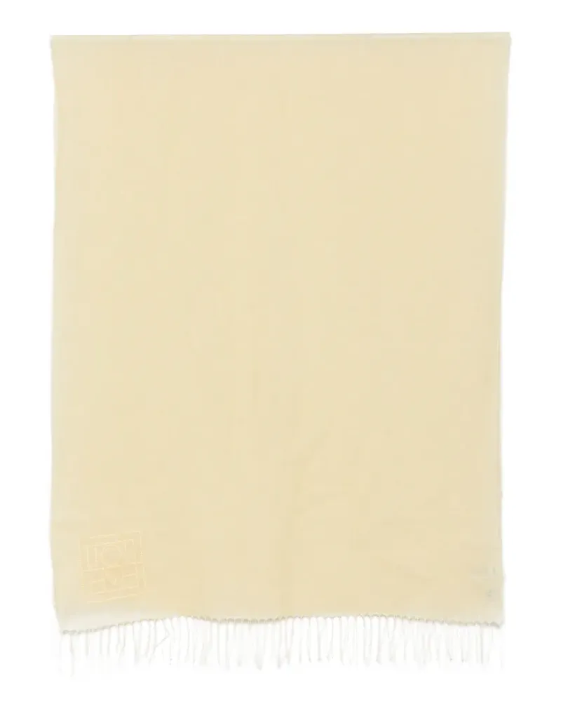 Totême fringed logo-embroidered scarf - Nude Nude