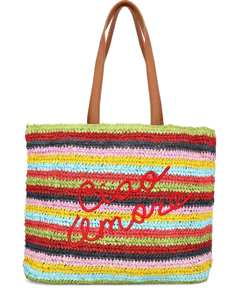 Giada Benincasa Gestreifter Tote Bag mit Stickerei - Rot Rot