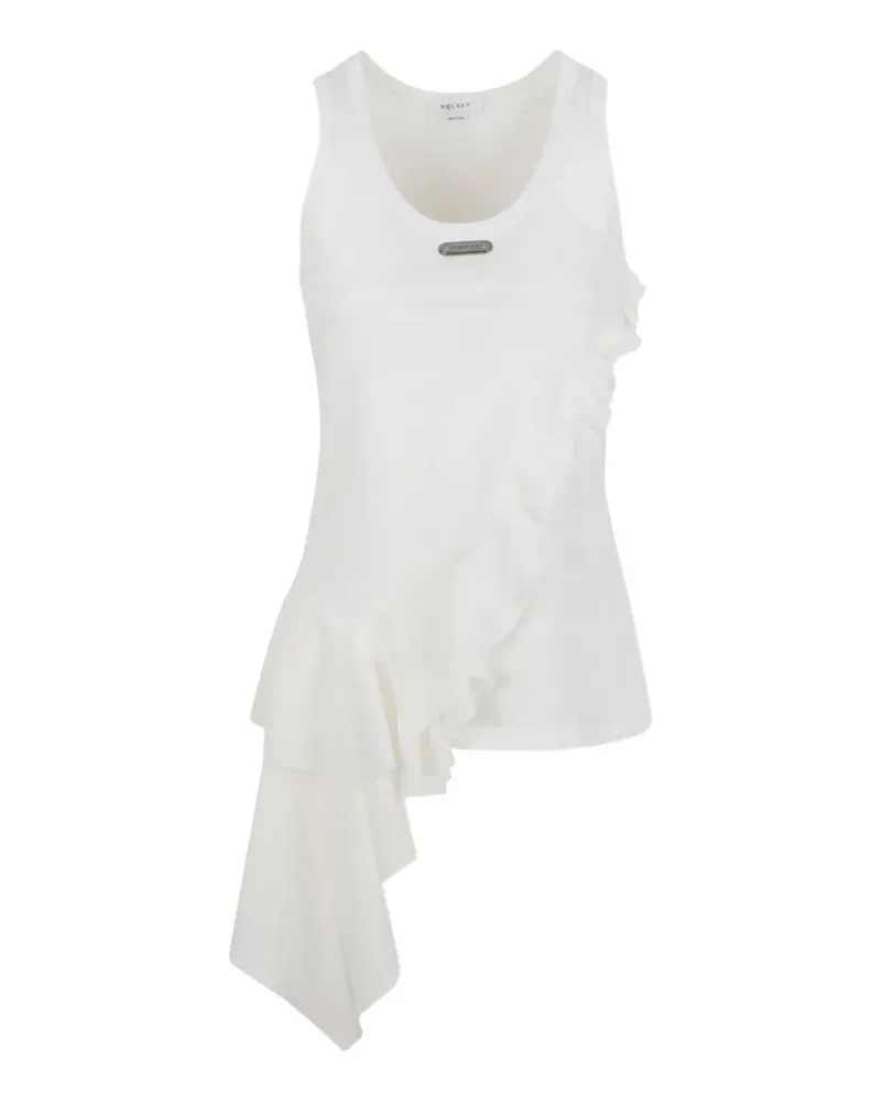 Alexander McQueen ruffled asymmetric shirt - Weiß Weiß
