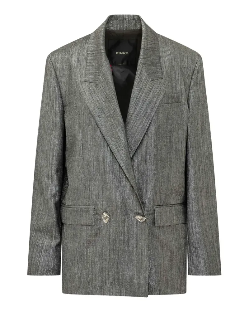 Pinko double-breasted Cayman jacket in metal wool with jewel buttons - Grau Grau