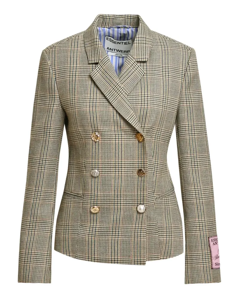 Essentiel Doppelreihiger Karina1 Blazer mit Karomuster - Nude Nude