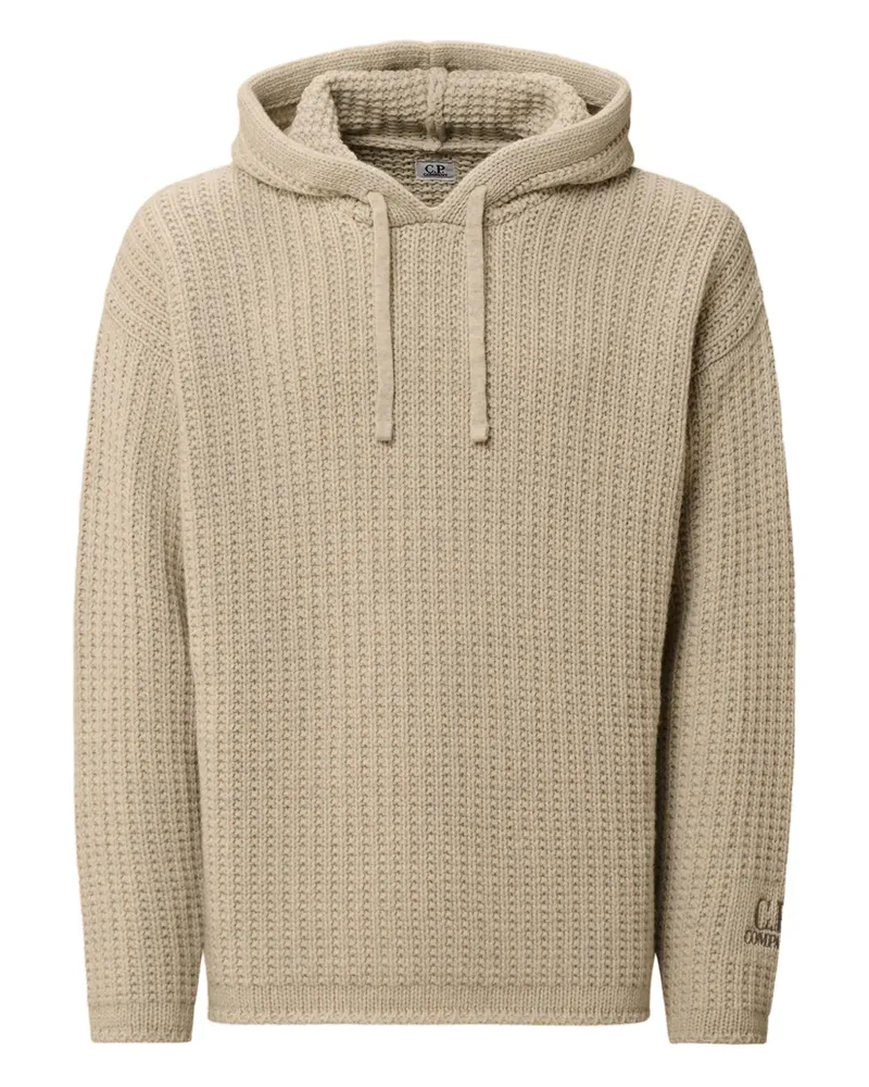 C.P. Company logo-embroidered knitted hoodie - Nude Nude