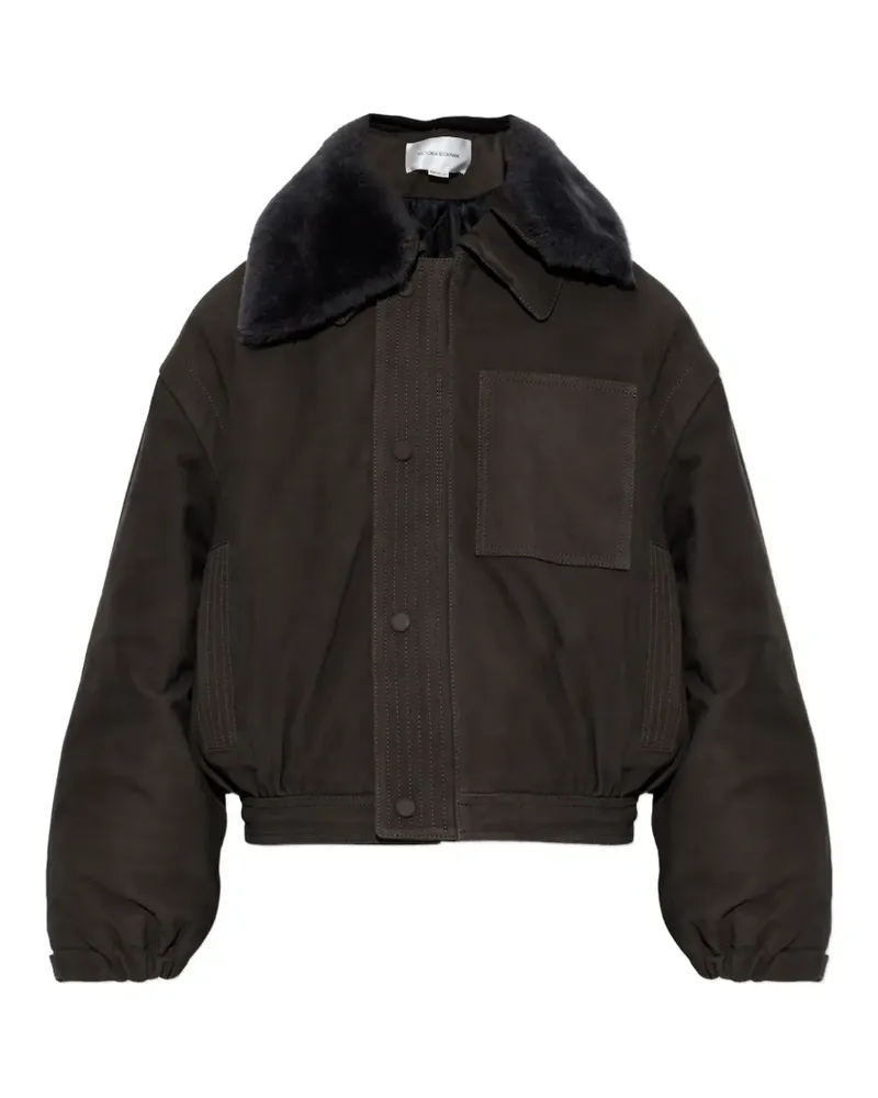 Victoria Beckham fur-collar pocket jacket - Braun Braun