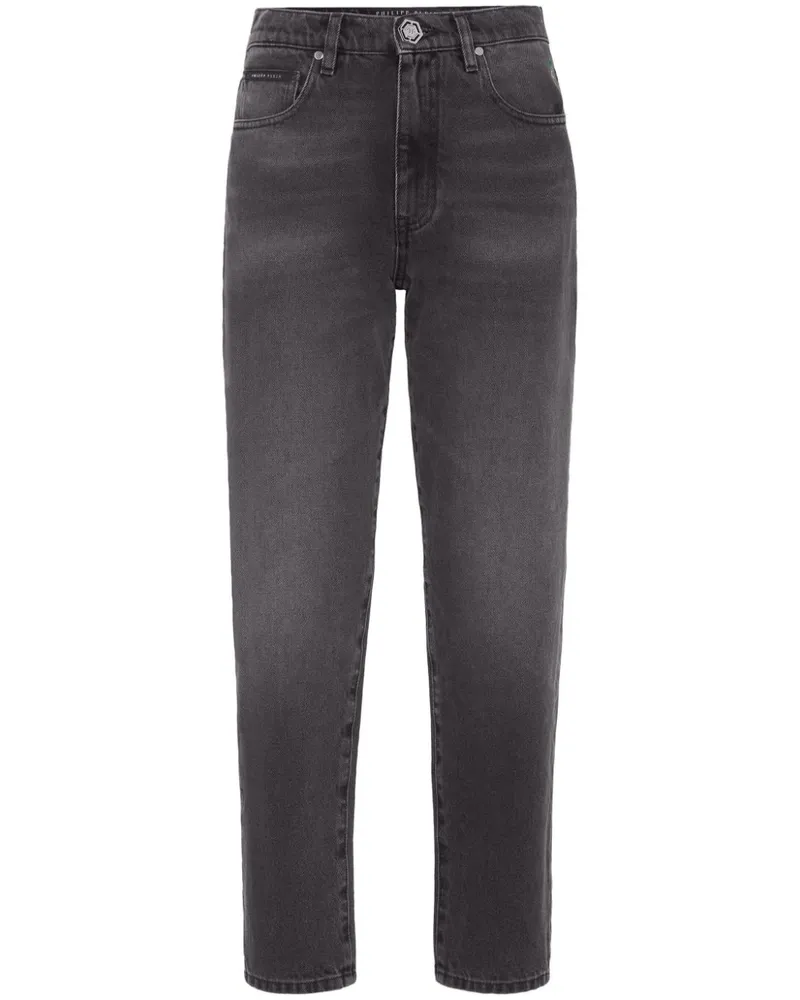 Philipp Plein Straight-Leg-Jeans mit hohem Bund Grau