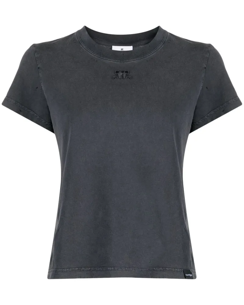 Courrèges T-Shirt mit Logo-Patch - Grau Grau