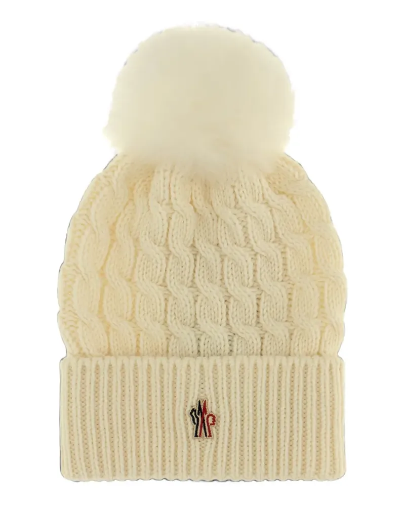 Moncler Beanie mit Zopfstrickmuster - Weiß Weiß