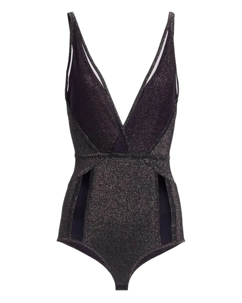 Elie Saab Gestrickter Body im Metallic-Look - Schwarz Schwarz