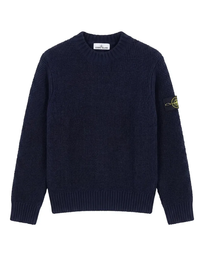 Stone Island logo-patch waffle-knit sweater - Blau Blau